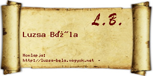 Luzsa Béla névjegykártya